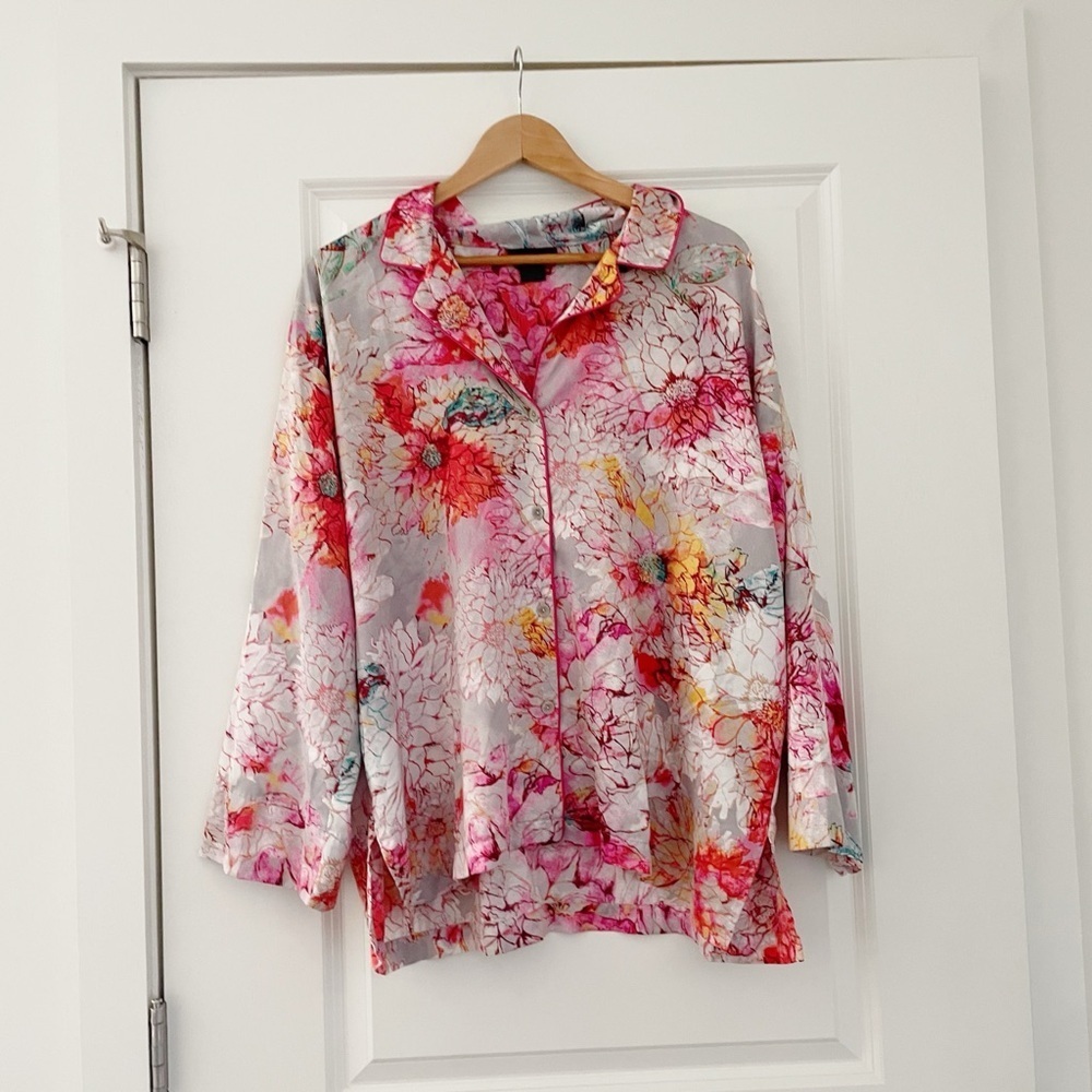 Natori Watercolor Floral Pajama Top Lounge